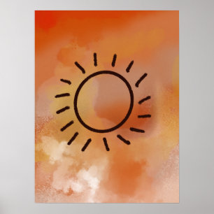 modern abstract watercolor contemporary circle poster