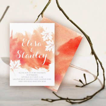 Modern Abstract Watercolor Coral Peach Wedding Invitation by weddings_ at Zazzle