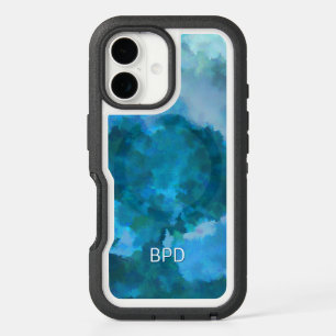 Modern Abstract Watercolor Custom Monogrammed iPhone 16 Case