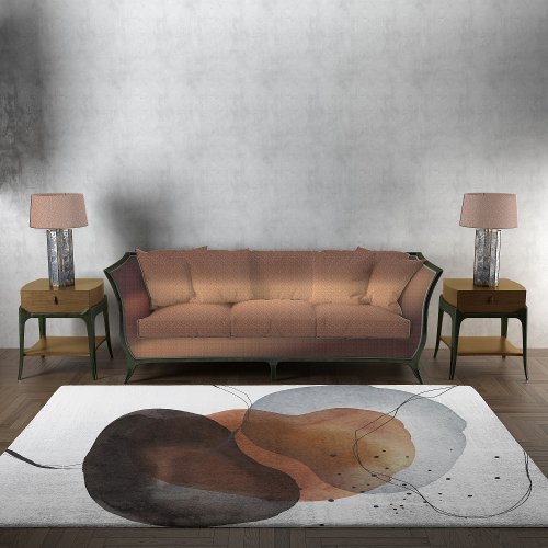 Modern Abstract Watercolor Dark Neutral Colors Rug