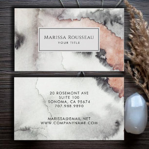Modern Abstract Watercolor Earthy Terracotta Gray Business Card