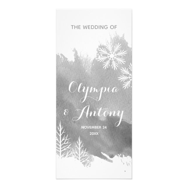 Modern abstract watercolor grey wedding program (Front)