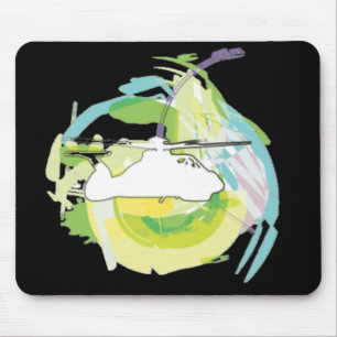 Modern Abstract Watercolor Helicopter Art Mousepad