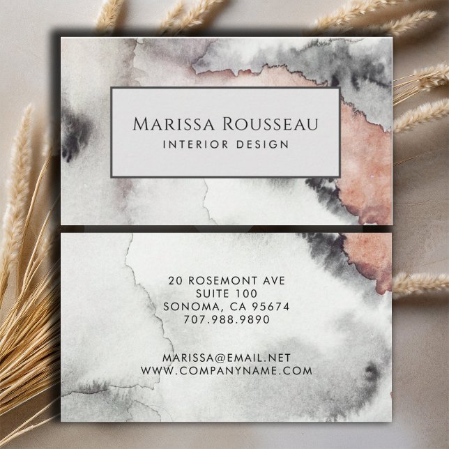 Modern Abstract Watercolor Interior Designer Business Card (Creator Uploaded)