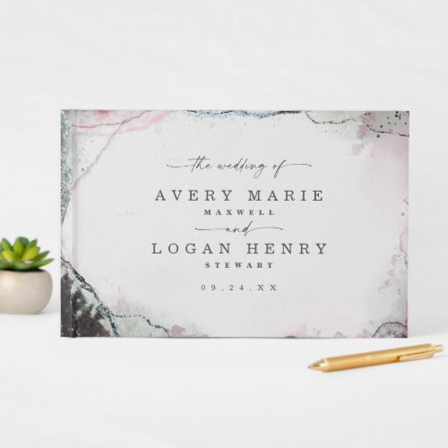 Modern Abstract Watercolor Light Purple Wedding Guest Book