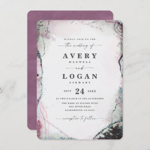 Modern Abstract Watercolor Light Purple Wedding Invitation