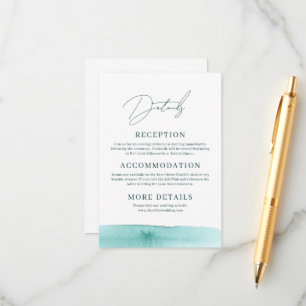 Modern Abstract Watercolor Ocean Wedding Details Enclosure Card