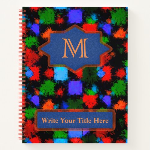 Modern Abstract Watercolor Pattern Monogram Notebook