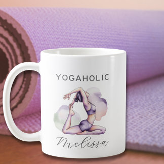 Modern Abstract Watercolor Purple Yoga Pose Coffee Mug