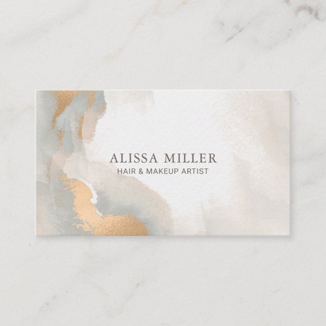 Modern Abstract Watercolor Rose Gold Boho Business Card (Front)
