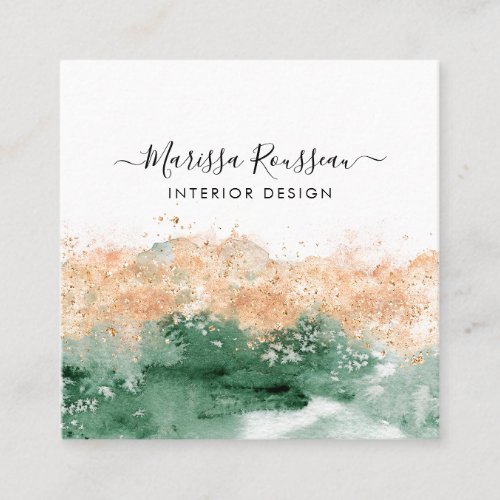 Modern Abstract Watercolor  Square Business Card