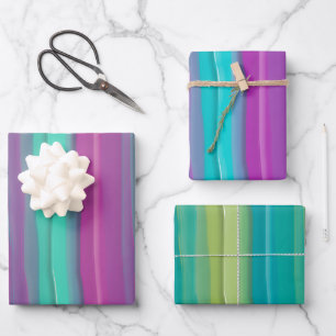 Modern Abstract Watercolor Stripes Wrapping Paper Sheets