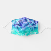 Modern abstract watercolor teal blue tie dye face mask