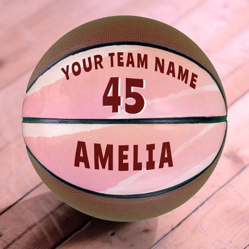 Modern Abstract Watercolor Team Name Number Basket Basketball