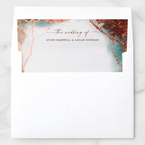 Modern Abstract Watercolor Terra Cotta Wedding Envelope Liner