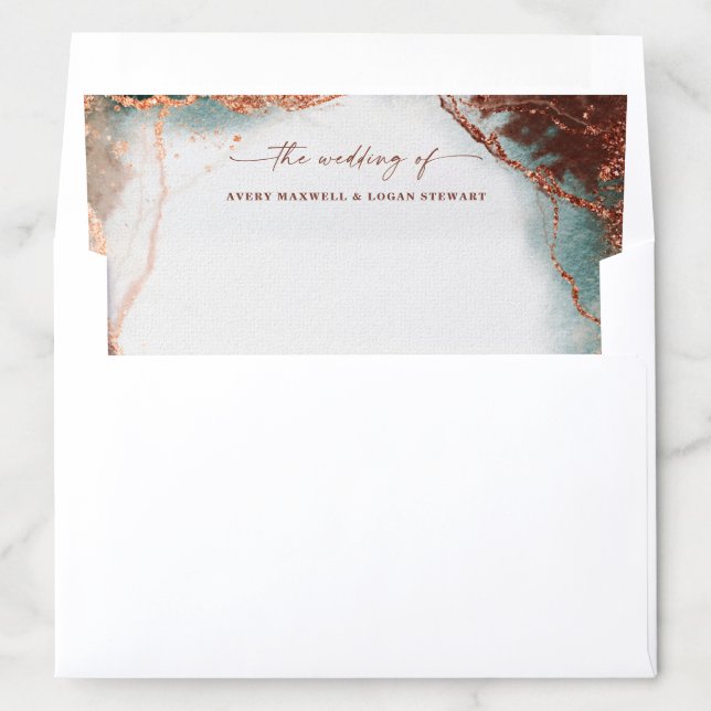 Modern Abstract Watercolor Terra Cotta Wedding Envelope Liner (In Envelope)