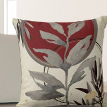 Modern Abstract Watercolor Throw Pillow<br><div class="desc">Modern throw pillow features an artistic abstract design in a gray and burgundy color palette on a beige background. An organic artistic abstract design features a watercolor leaf and a geometric circle composition with shades of grey and burgundy with black and gold accents on a linen beige background. Inspired by...</div>