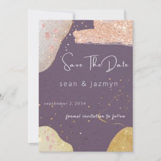 Modern Abstract Watercolor Wedding Save The Date   Invitation