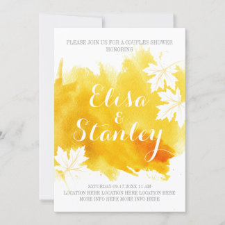Modern abstract watercolor yellow couples shower invitation
