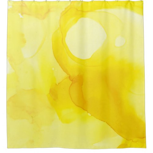 Modern Abstract Watercolor Yellow Tie Dye Shower Curtain