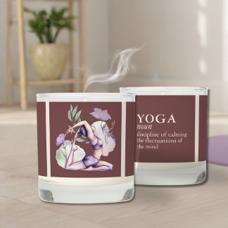 Modern Abstract Watercolor Yoga Pose Scented Candle