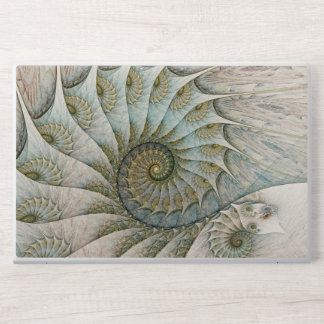 Modern Abstract Wave Blue and Gold Spiral HP Laptop Skin
