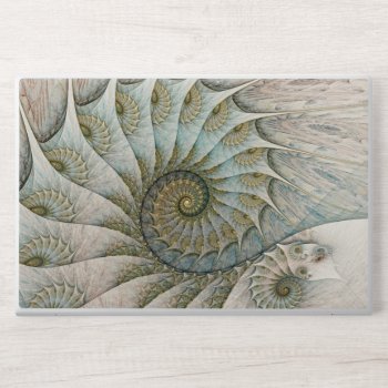 Modern Abstract Wave Blue And Gold Spiral Hp Laptop Skin by skellorg at Zazzle