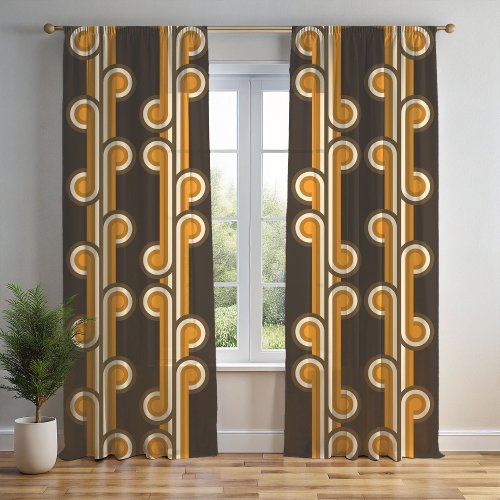 Modern Abstract Wave Curls Fusion Fine Art Pattern Sheer Curtains