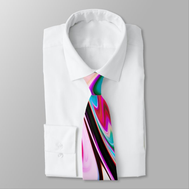 Modern Abstract Wave Marble Stone Neck Tie (Tied)