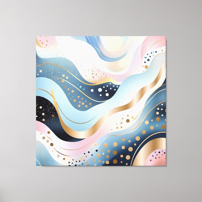 Modern abstract wavy duck green pink pattern canvas print (Front)