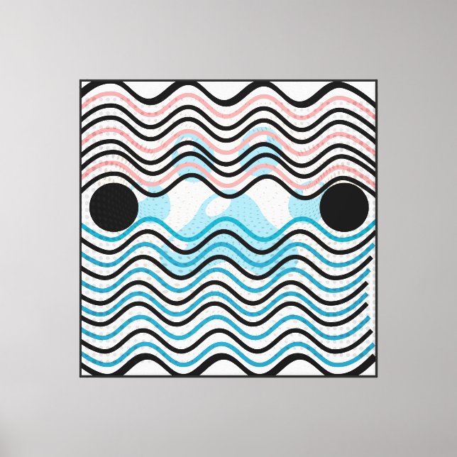 Modern Abstract Wavy Lines Canvas Wall Art (Front)