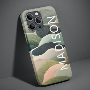 Modern Abstract Wavy Pattern Personalized Name Case-Mate iPhone 14 Pro Case
