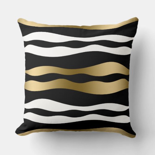 Modern Abstract Wavy Stripes Pattern Throw Pillow