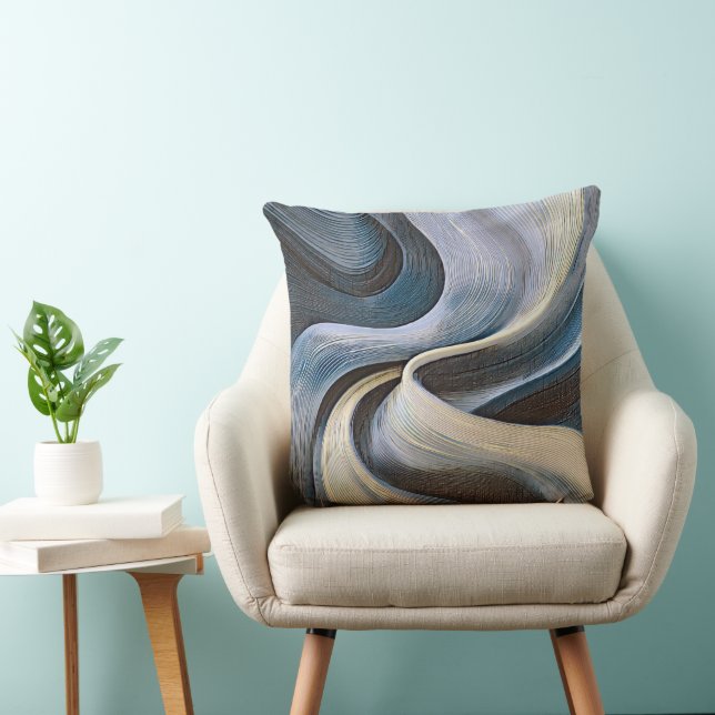 Modern abstract wavy texture design throw pillow (Chair)