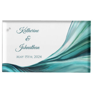 Modern Abstract Wedding-Emerald Green- Place Card Holder