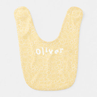 Modern abstract white mosaic shape golden yellow baby bib