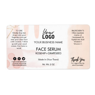 Modern Abstract White Pink Oil Serum Labels