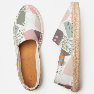 Modern Abstract White Pink Sage Pattern Espadrilles
