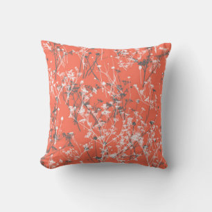 Modern Abstract Wildflowers Terracotta Floral Throw Pillow