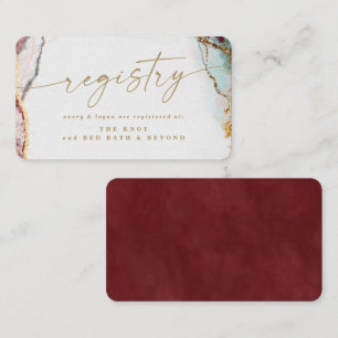 Modern Abstract Wine Red & Gold Wedding Registry Enclosure Card