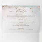 Modern Abstract Wine Red & Gold Winter Wedding Tri-Fold Invitation (Inside First)