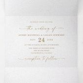 Modern Abstract Wine Red & Gold Winter Wedding Tri-Fold Invitation (Inside Middle)