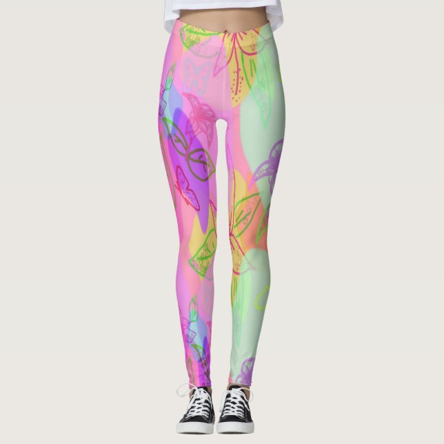 Modern Abstract with Flower Pattern Legging (Front)