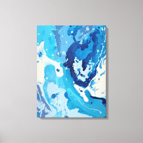 Modern abstract with pastel shades of blue ocean canvas print