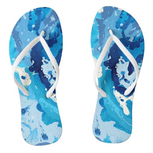 Modern abstract with pastel shades of blue ocean flip flops