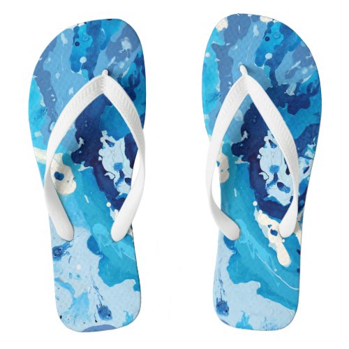 Modern abstract with pastel shades of blue ocean flip flops