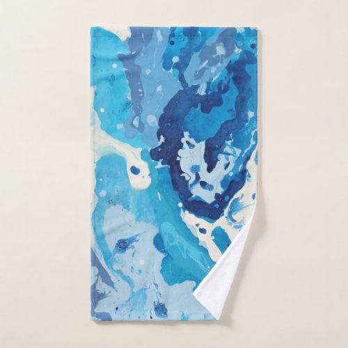 Modern abstract with pastel shades of blue ocean hand towel 