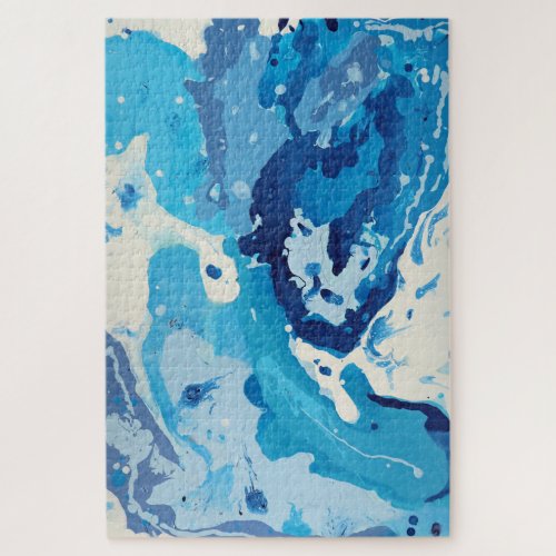 Modern abstract with pastel shades of blue ocean jigsaw puzzle