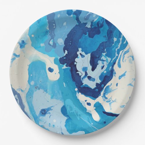 Modern abstract with pastel shades of blue ocean paper plates