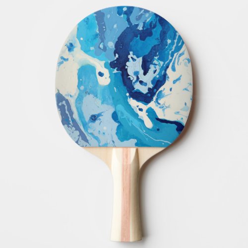 Modern abstract with pastel shades of blue ocean ping pong paddle